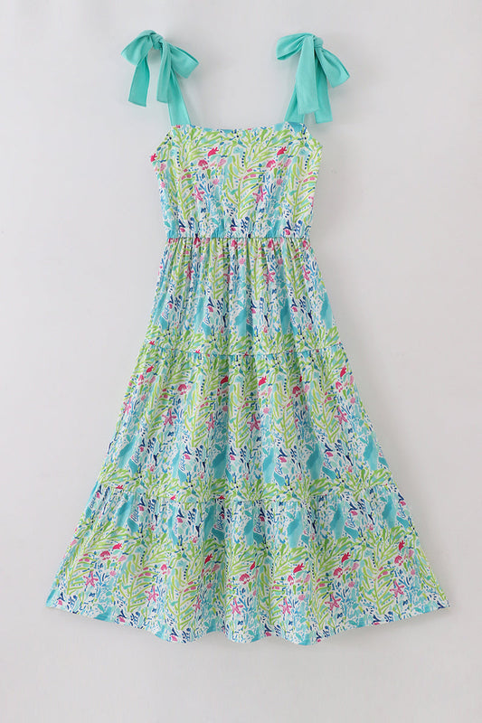 Ocean bloom print mom tiered dress - Ella Jane Lifestyle Boutique