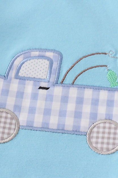 Conjunto de pantalones cortos con apliques de pesca de camión azul