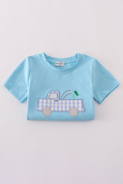 Conjunto de pantalones cortos con apliques de pesca de camión azul