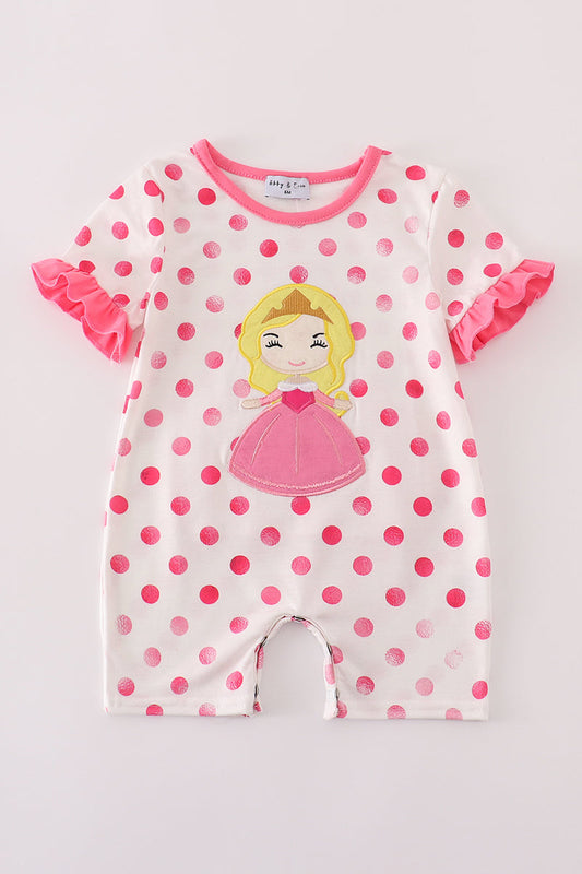 Mono de lunares con apliques de personajes rosas