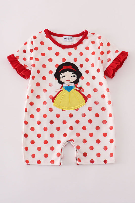 Mono de lunares con apliques de personajes rojos
