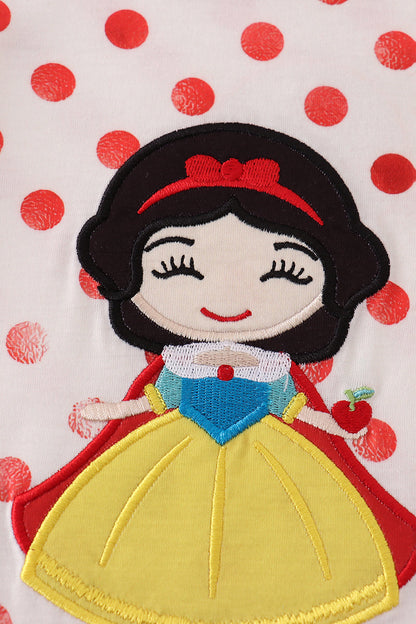 Mono de lunares con apliques de personajes rojos