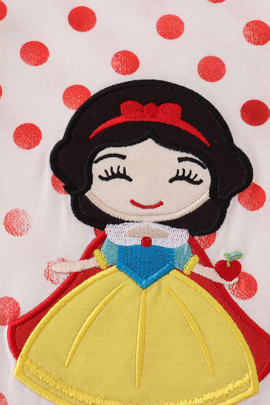 Mono de lunares con apliques de personajes rojos