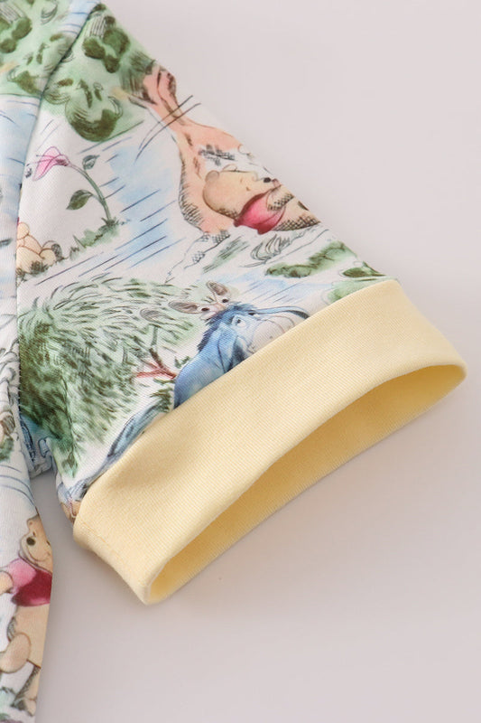 Conjunto de pantalones cortos con estampado de personajes amarillos