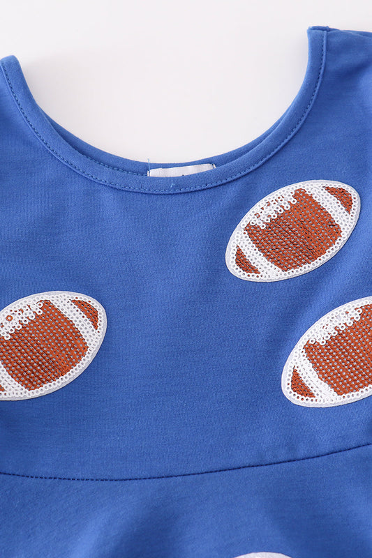 Blue football sequin dress