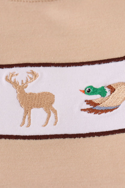 Hunting dog deer duck embroidery pants set