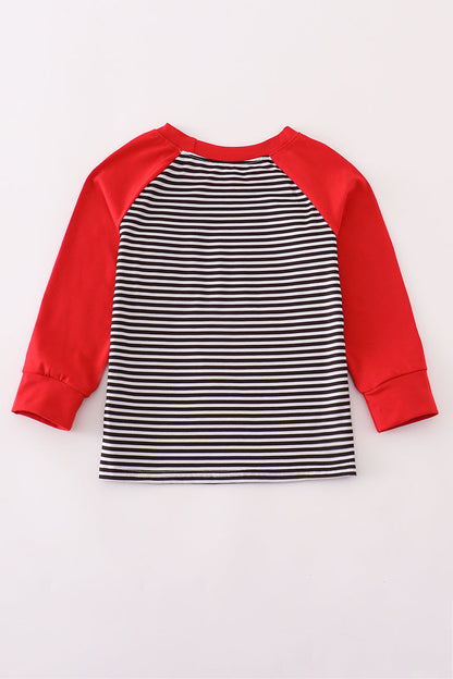 Georgia bulldog embroidery stripe top