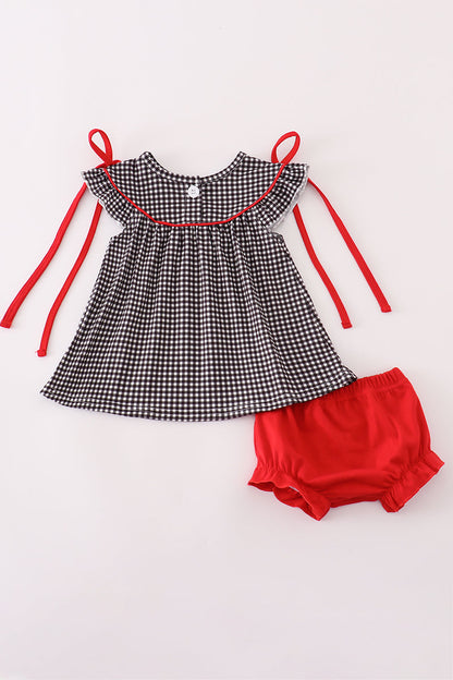 Georgia bulldog embroidery plaid bloomer set