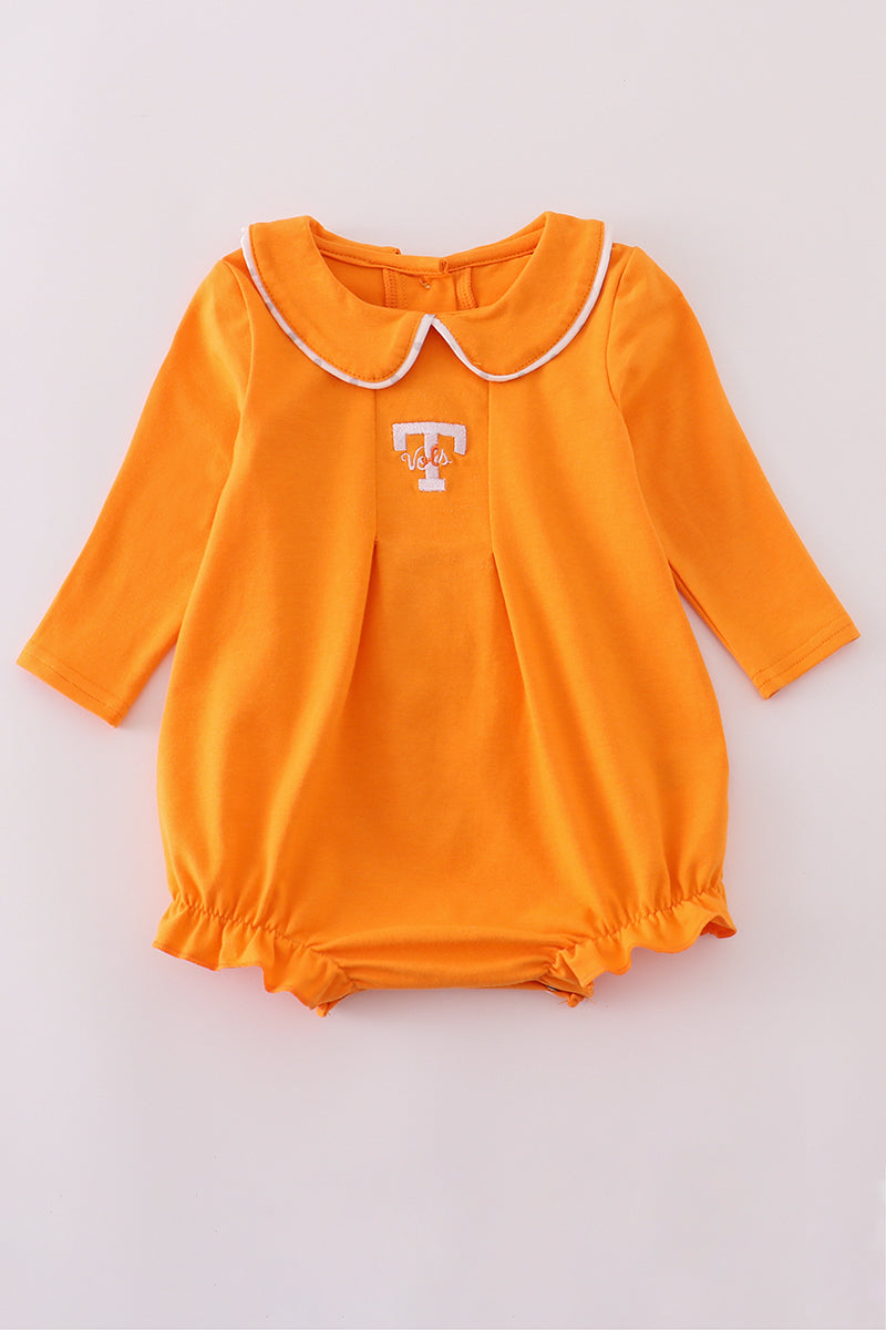Orange Tennessee Go Vols Embroidery Baby Girl Bubble