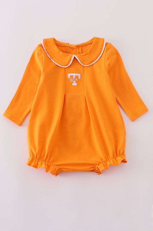 Orange Tennessee Go Vols Embroidery Baby Girl Bubble