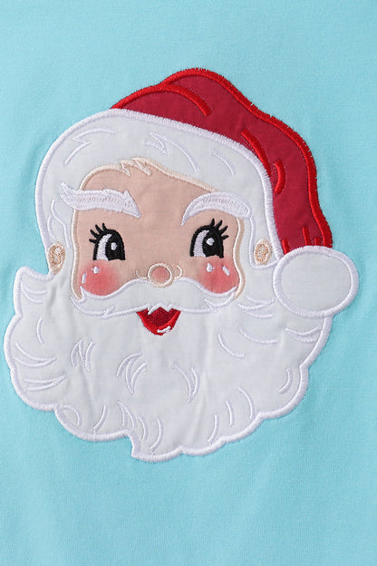 Blue Christmas Santa Claus Applique Ruffle Pants Set!
