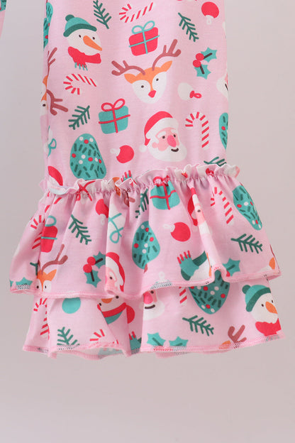 Blue Christmas Santa Claus Applique Ruffle Pants Set!