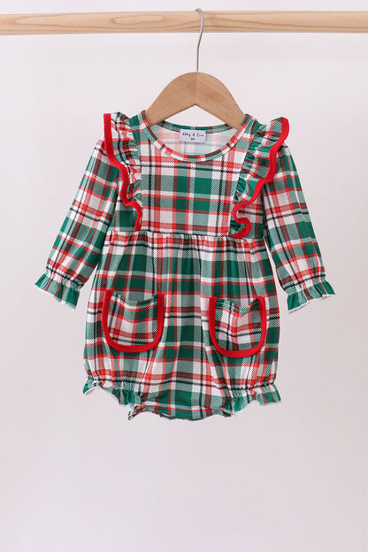 Green plaid ruffle bubble