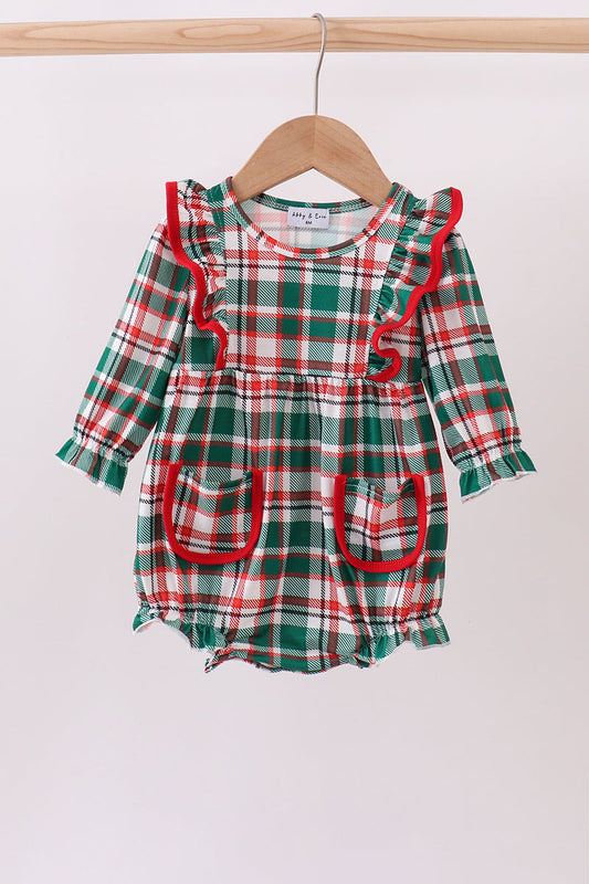 Green plaid ruffle bubble