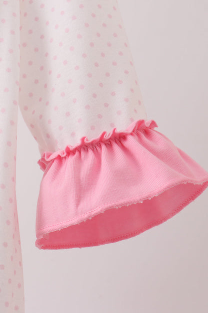 Pink santa claus embroidery ruffle bubble