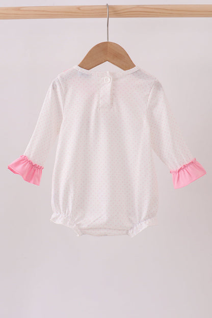 Pink santa claus embroidery ruffle bubble