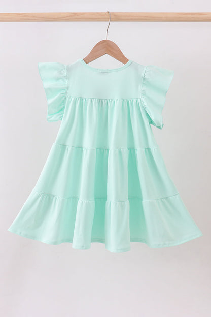 Mint clover sequin ruffle girl’s tiered dress