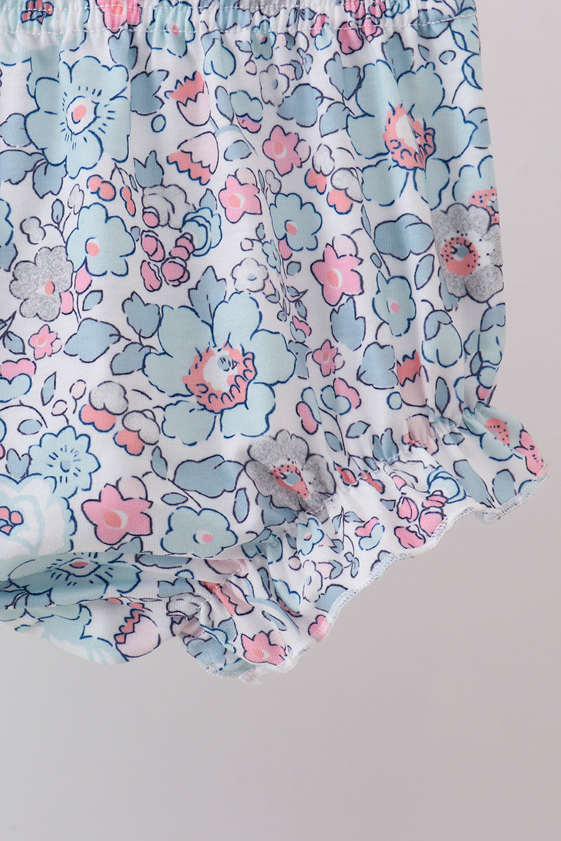 Conjunto de pantalones bombachos con apliques florales en color menta