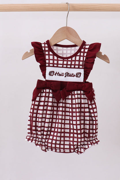 Burbuja de cuadros vichy con volantes fruncidos de Mississippi Hail State