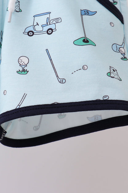 Navy Golf Print Shorts Set for Boys