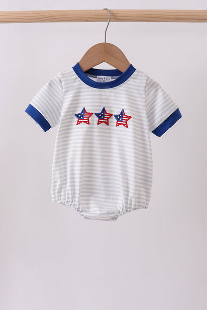 Navy patriotic bow applique infant bubble