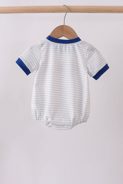 Navy patriotic bow applique infant bubble