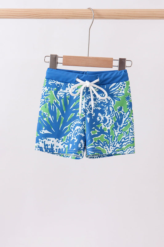 Ocean Garden Print Boys Swim Trunks. Vibrant tropical prints inspired by lush underwater gardens, a quick-dry fabric, and UPF 50+ sun protection make these trunks the perfect combination of fun and function for every water adventure this summer.

Vibrant ocean garden print — bold, tropical graphics that stand out at the beach or pool
UPF 50+ sun protection — blocks 98% of harmful UV rays for safe, carefree play
Quick-dry fabric — 88.5% Polyester, 11.5% Spandex that dries fast and moves wi