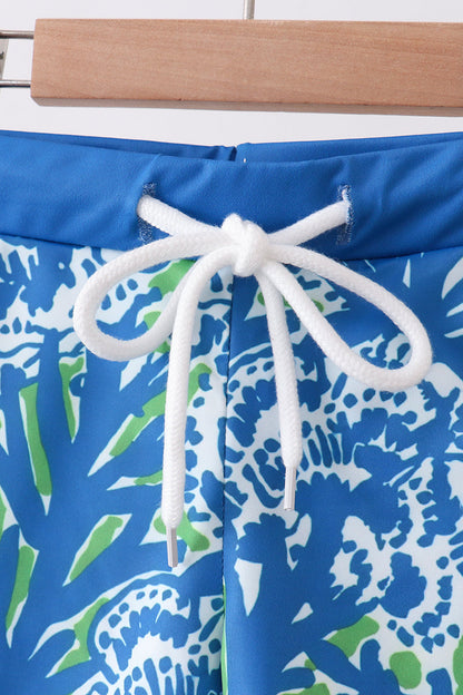 Ocean Garden Print Boys Swim Trunks