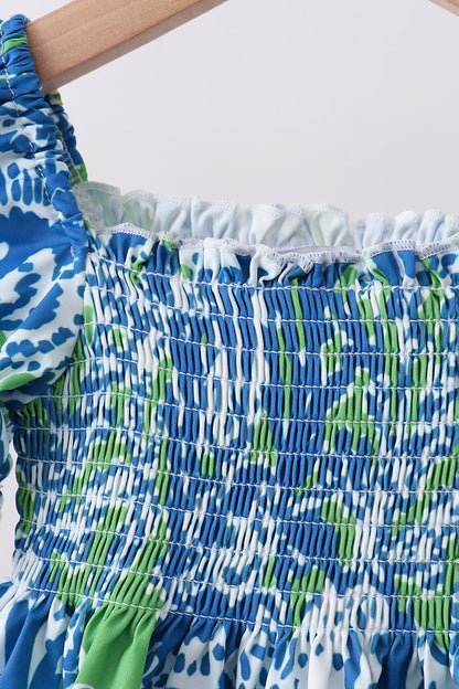 Ocean Garden Print Ruffle 2-Piece Girls Swimsuit