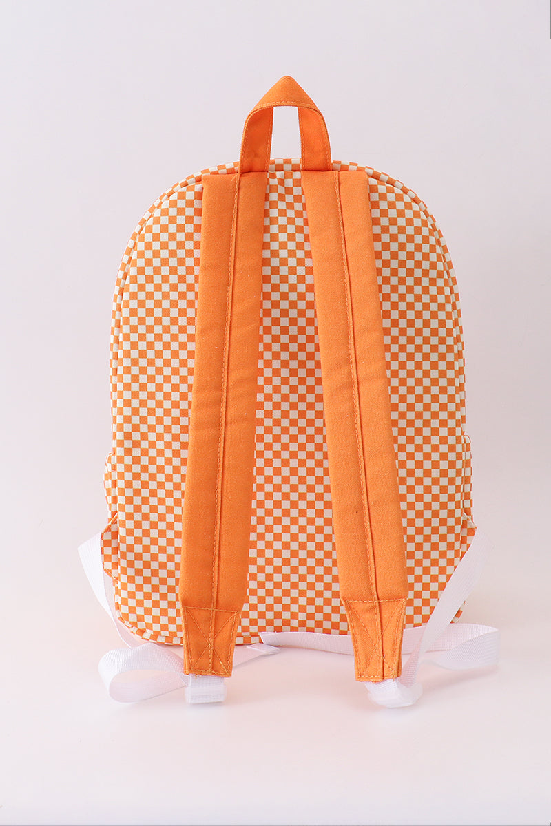 Mochila a cuadros con bordado de Tennessee en color naranja