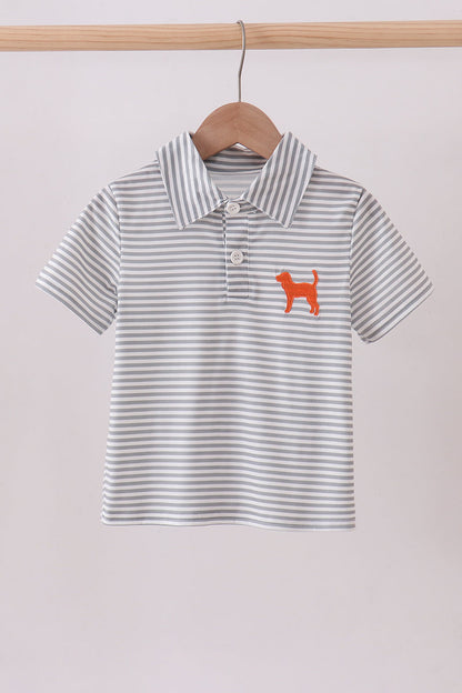 Camisa abotonada con rayas bordadas de Tennessee en color naranja