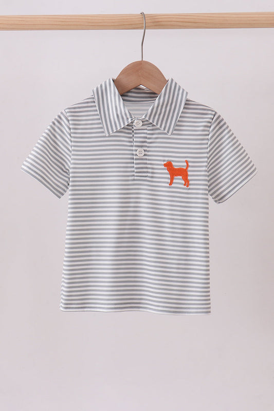 Camisa abotonada con rayas bordadas de Tennessee en color naranja