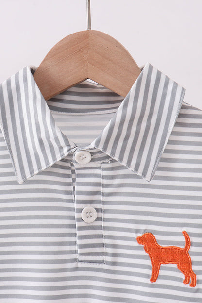 Camisa abotonada con rayas bordadas de Tennessee en color naranja