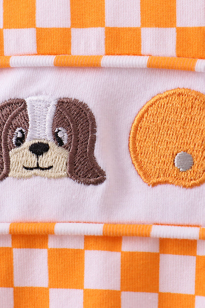 Burbuja a cuadros bordada con lazo de cachorro de Tennessee naranja