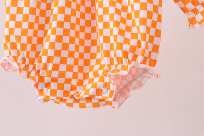 Burbuja a cuadros bordada con lazo de cachorro de Tennessee naranja