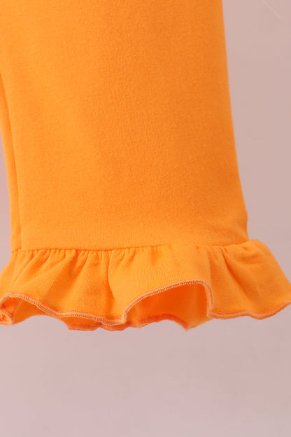 Conjunto de pantalones con volantes a cuadros y bordado de lazo de cachorro de Tennessee naranja