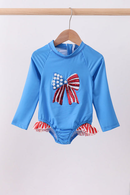 Patriotic bow sequin rashguard
