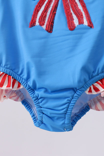 Patriotic bow sequin rashguard