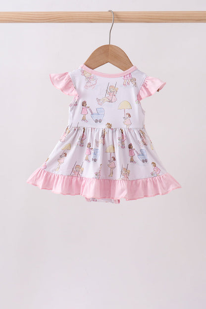 Pink Bamboo Ruffle Baby Girl Bubble