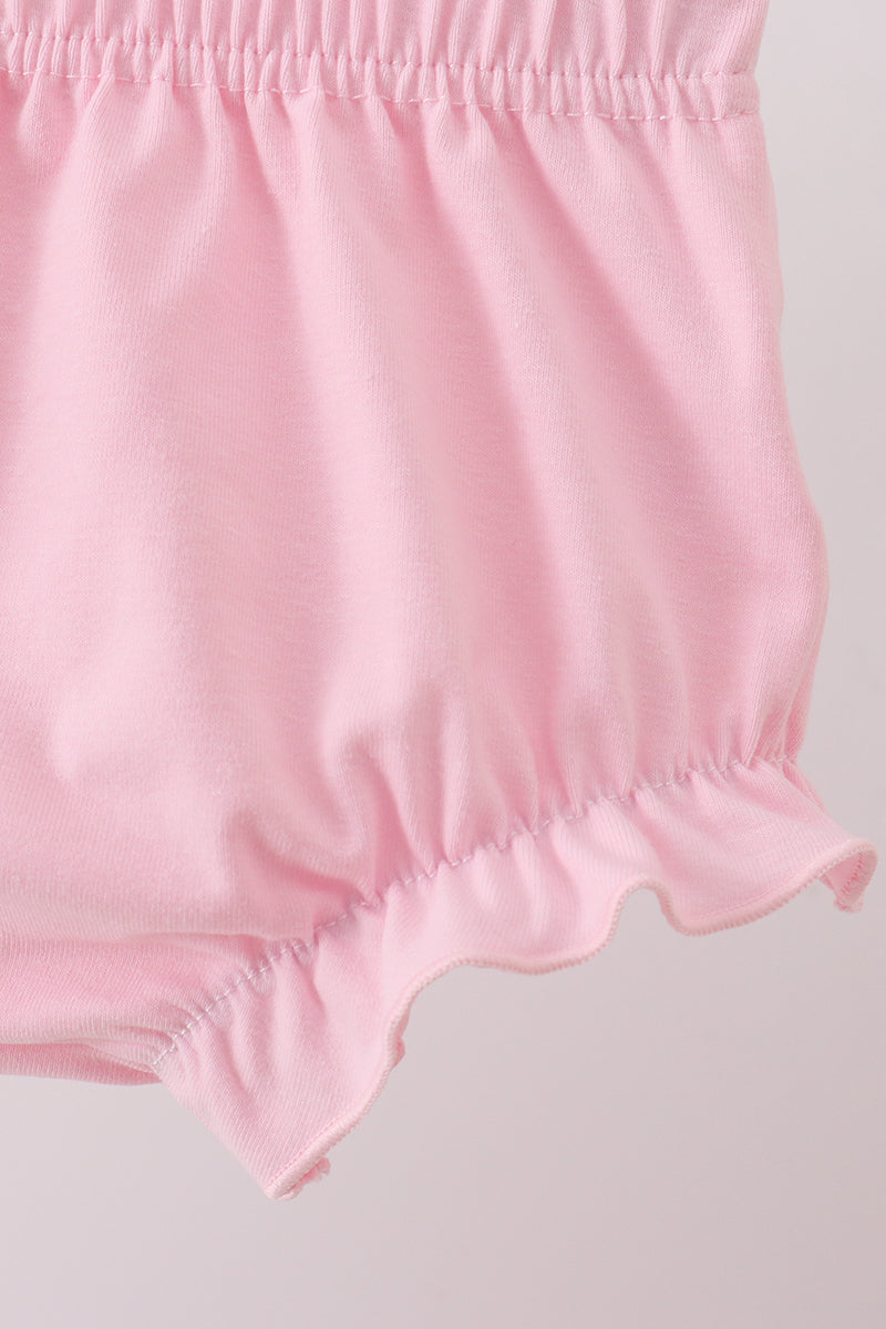 Pink Bow Castle Ruffle Baby Girl Bloomer Set