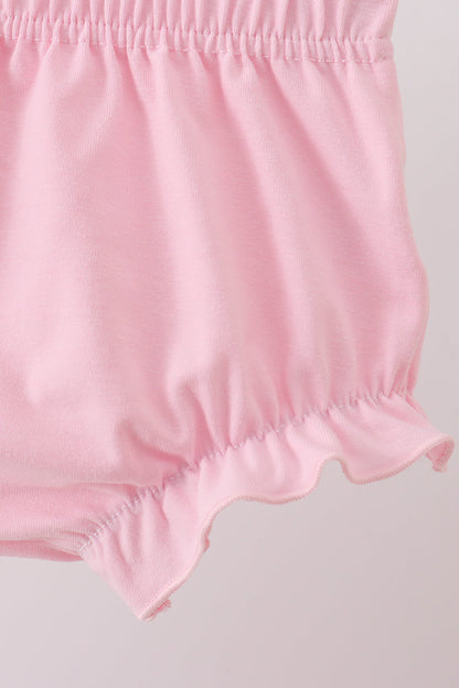 Pink Bow Castle Ruffle Baby Girl Bloomer Set