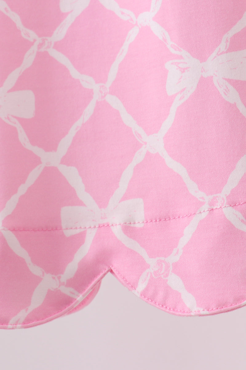 Pink Bow Knit Baby Girl Bloomer Set