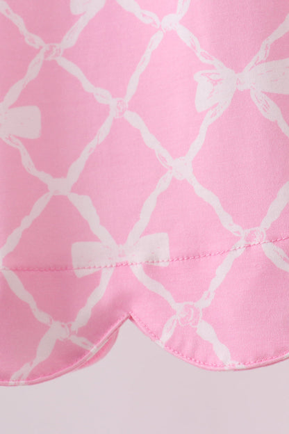Pink Bow Knit Baby Girl Bloomer Set