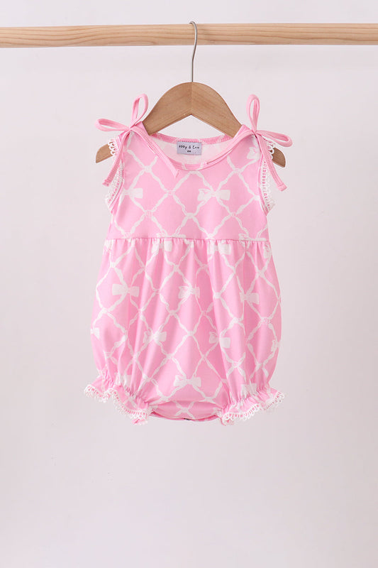 Pink Bow Knit Baby Girl Bubble