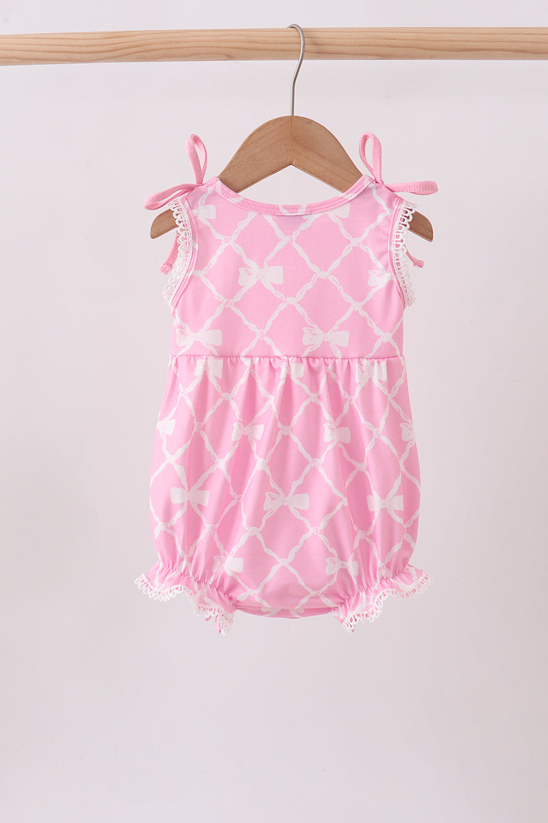 Pink Bow Knit Baby Girl Bubble