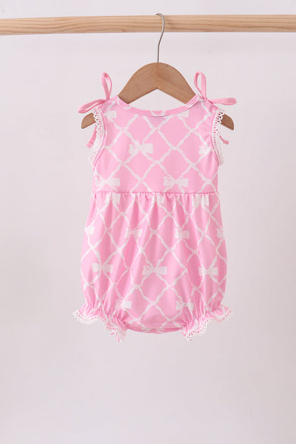Pink Bow Knit Baby Girl Bubble