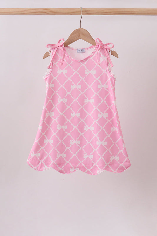Pink Bow Knit Girls Dress