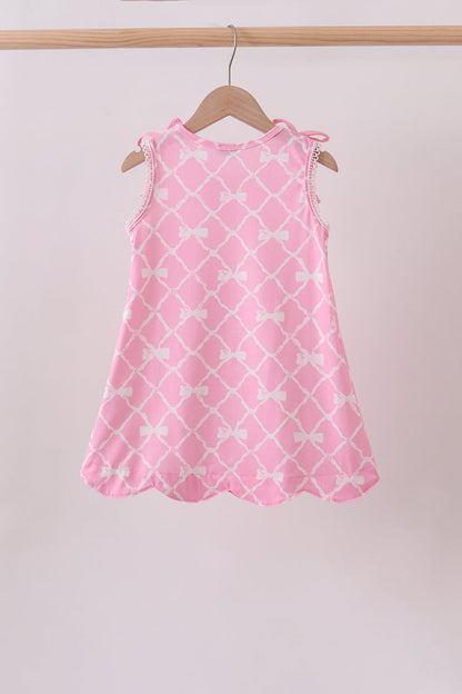 Pink Bow Knit Girls Dress