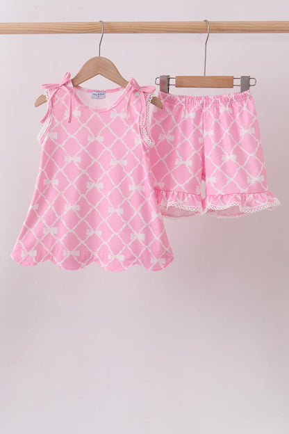 Pink Bow Knit Girls Set