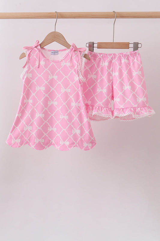 Pink Bow Knit Girls Set